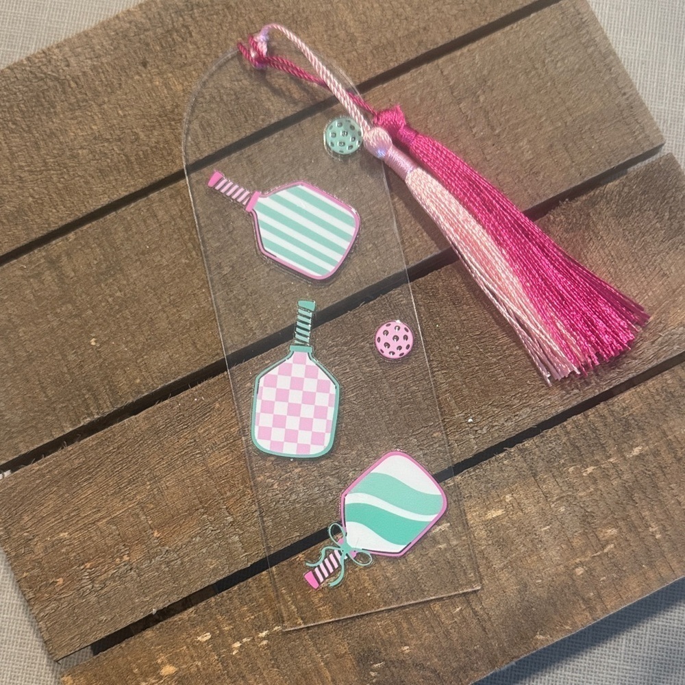 Colorful Pickleball Paddle Bookmark with Tassel